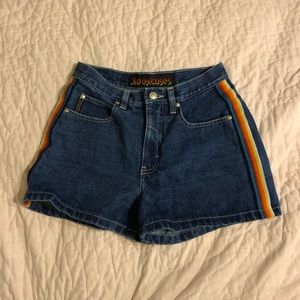 Vintage high waisted denim shorts rainbow stripe